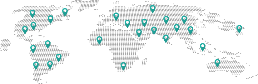 Mapa da presença internacional da ROAS TECH